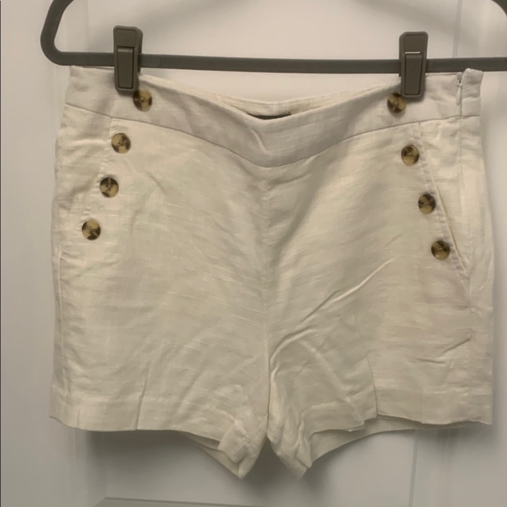 Women's White Button-Detail Shorts